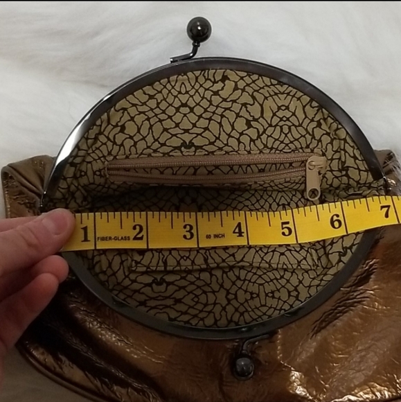 Hobo International Skyler bronze metallic leather fold-over kiss closure clutch - Picture 15 of 16